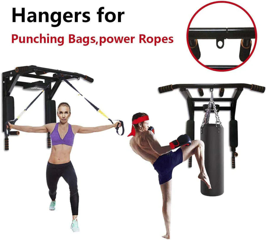 Wall Mounted Pull Up Bar and Dip Station for Home Gym.