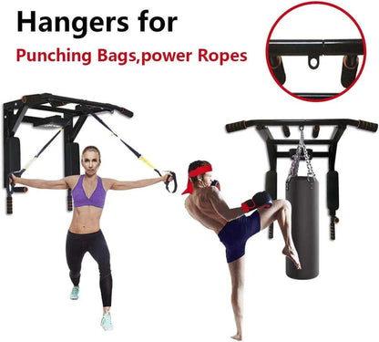 Wall Mounted Pull Up Bar and Dip Station for Home Gym.