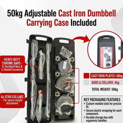 Adjustable Barbell Cast Iron Dumbbells Set for Home & Gym