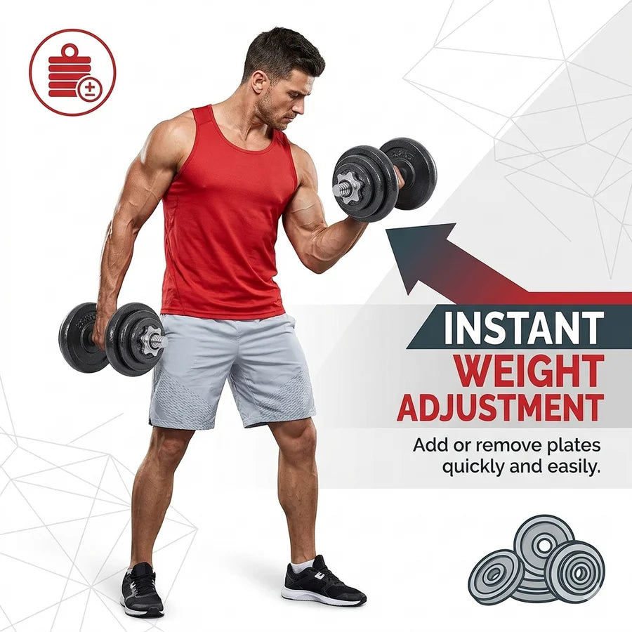 Adjustable Barbell Cast Iron Dumbbells Set for Home & Gym