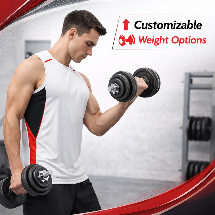 Adjustable Barbell Cast Iron Dumbbells Set for Home & Gym