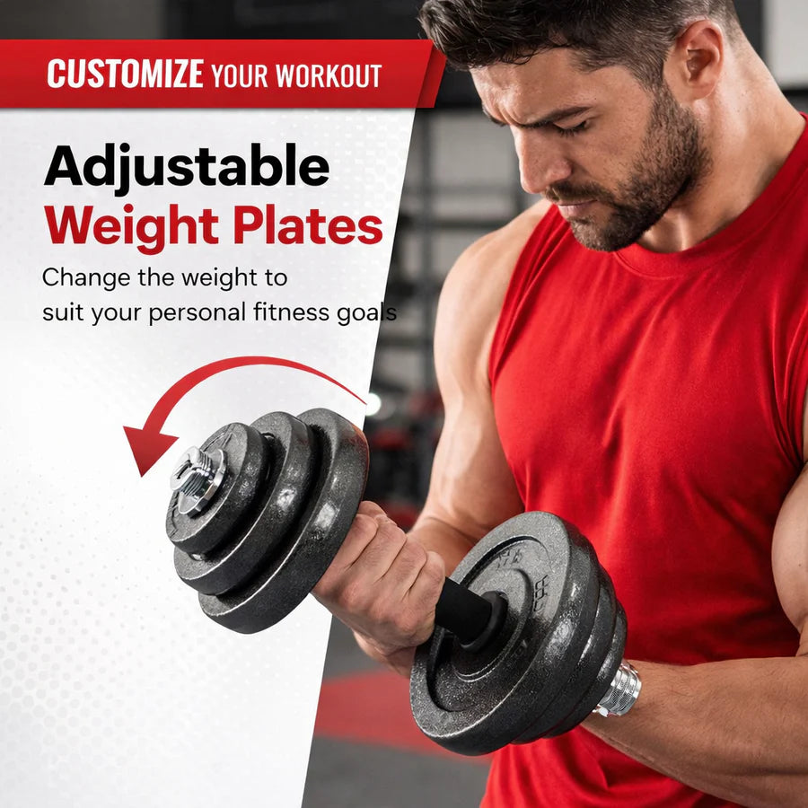Adjustable Barbell Cast Iron Dumbbells Set for Home & Gym