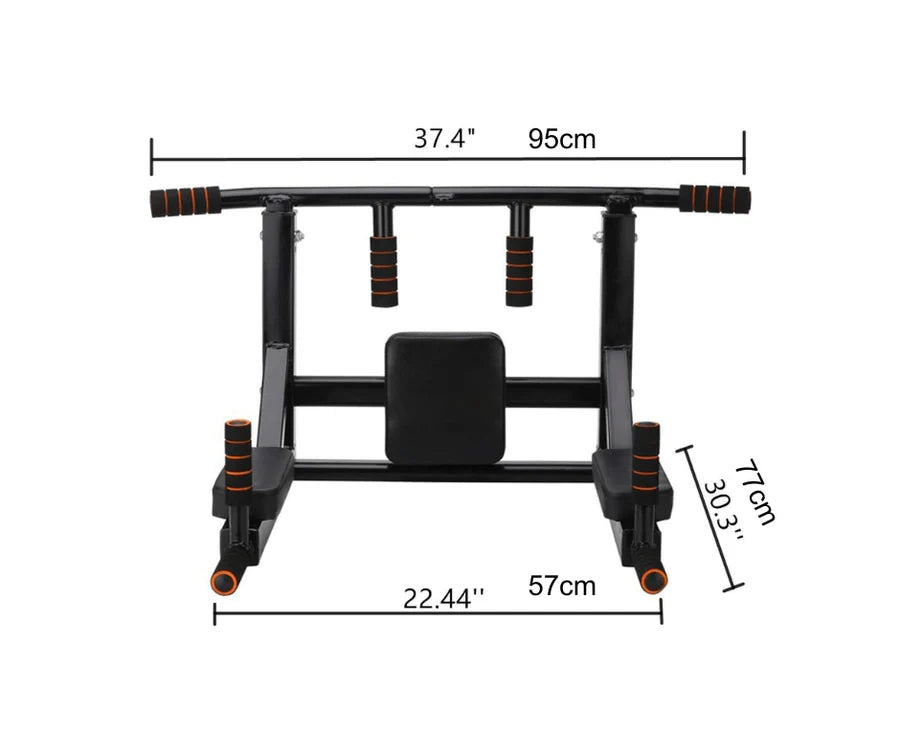 Wall Mounted Pull Up Bar and Dip Station for Home Gym.