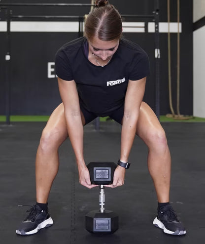 Force USA Rubber Hex 1kg-10kg Set With Dumbbell Rack