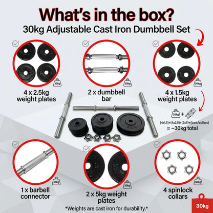 Adjustable Barbell Cast Iron Dumbbells Set for Home & Gym