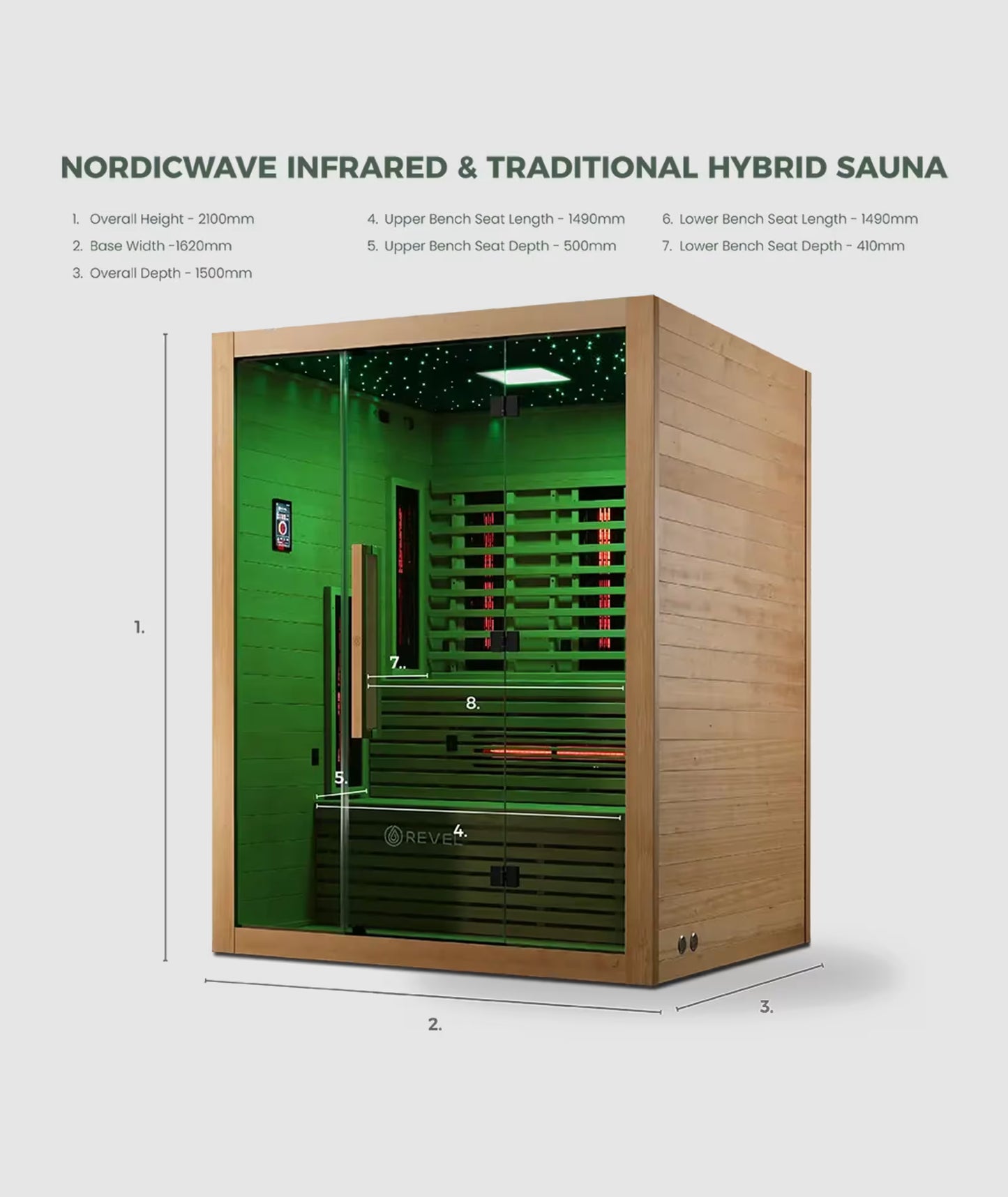 Revel NordicWave 3-4 Person Infrared & Traditional Hybrid Sauna