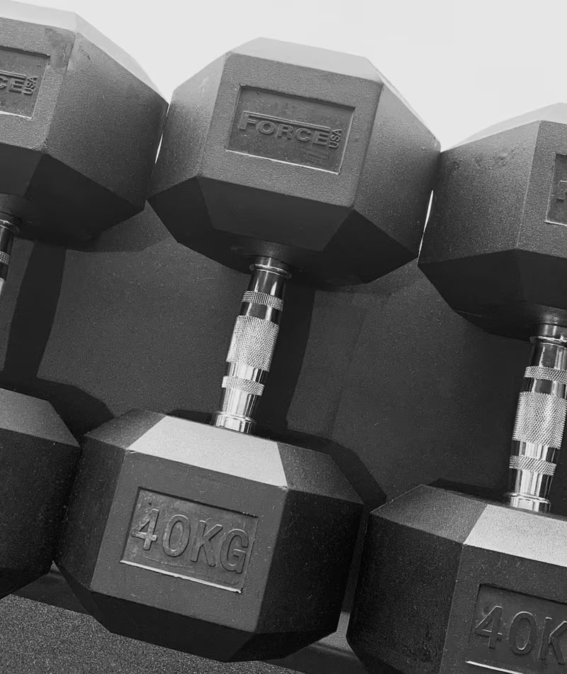 Force USA Rubber Hex Dumbbell 2kg - 30kg Set (13 Pairs)