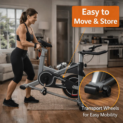 Indoor Exercise Spin Bike with Device Mount